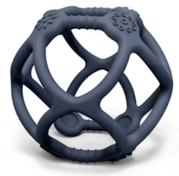 Ball teething ball made of silicone with tactile surfaces