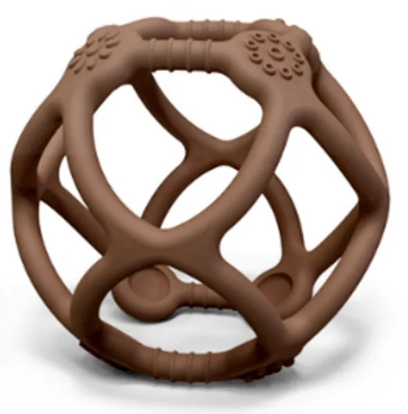 Chew ball made of silicone with tactile surfaces
